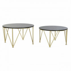 Set di 2 Tavolini DKD Home Decor Nero Dorato 79 x 79 x 46 cm