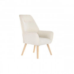 Armchair DKD Home Decor Natural Wood Polyester Cream (65 x 75 x 96 cm)