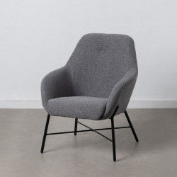 Armchair 65 x 65 x 77 cm Synthetic Fabric Grey Metal