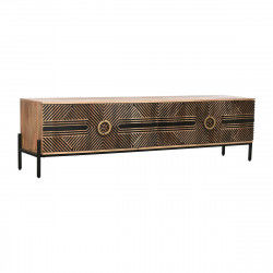 Mobile TV Home ESPRIT Nero Dorato Naturale Legno Legno di mango 180 x 40 x 50 cm