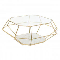 Table Basse DKD Home Decor Glamour Doré Métal Verre 100 x 100 x 41 cm