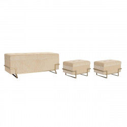 Banc de Pied de Lit DKD Home Decor Beige Métal 120 x 42 x 48 cm (3 pcs)