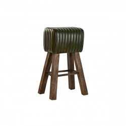 Stool DKD Home Decor Wood Brown Leather Green (41 x 30 x 79 cm)