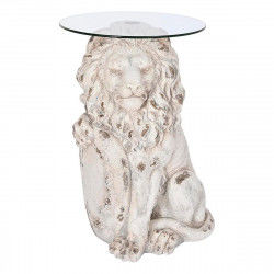 Side table DKD Home Decor Lion 52 x 44 x 72 cm Crystal Grey Metal White...