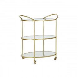 Chariot de service DKD Home Decor Doré Métal Verre 69 x 45,5 x 76 cm