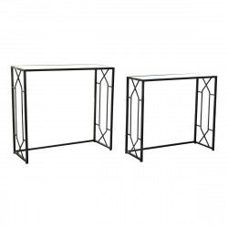 Console DKD Home Decor Noir Métal Verre 82 x 32 x 76 cm