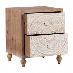 Mesita de Noche SHABBY CHIC 47 x 43 x 58 cm Natural Madera Blanco