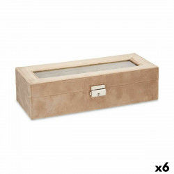 Caja para Relojes Metal Marrón (30,5 x 8,5 x 11,5 cm) (6 Unidades)