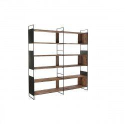 Shelves DKD Home Decor Wall Black Natural Wood Metal Pinewood Recycled Wood...