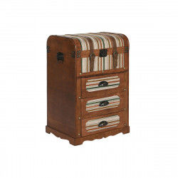 Cajonera Home ESPRIT Marrón Multicolor Madera Lienzo Colonial 45 x 35 x 71,5 cm