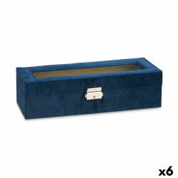 Custodia per orologi Azzurro Metallo (30,5 x 8,5 x 11,5 cm) (6 Unità)