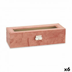 Box for watches Pink Metal (30,5 x 8,5 x 11,5 cm) (6 Units)